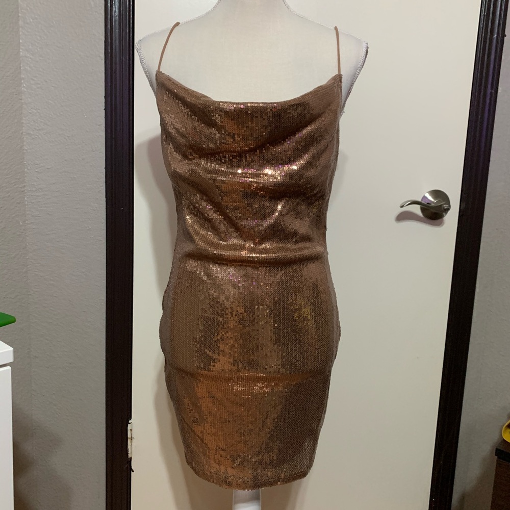 Rose gold sequins dress